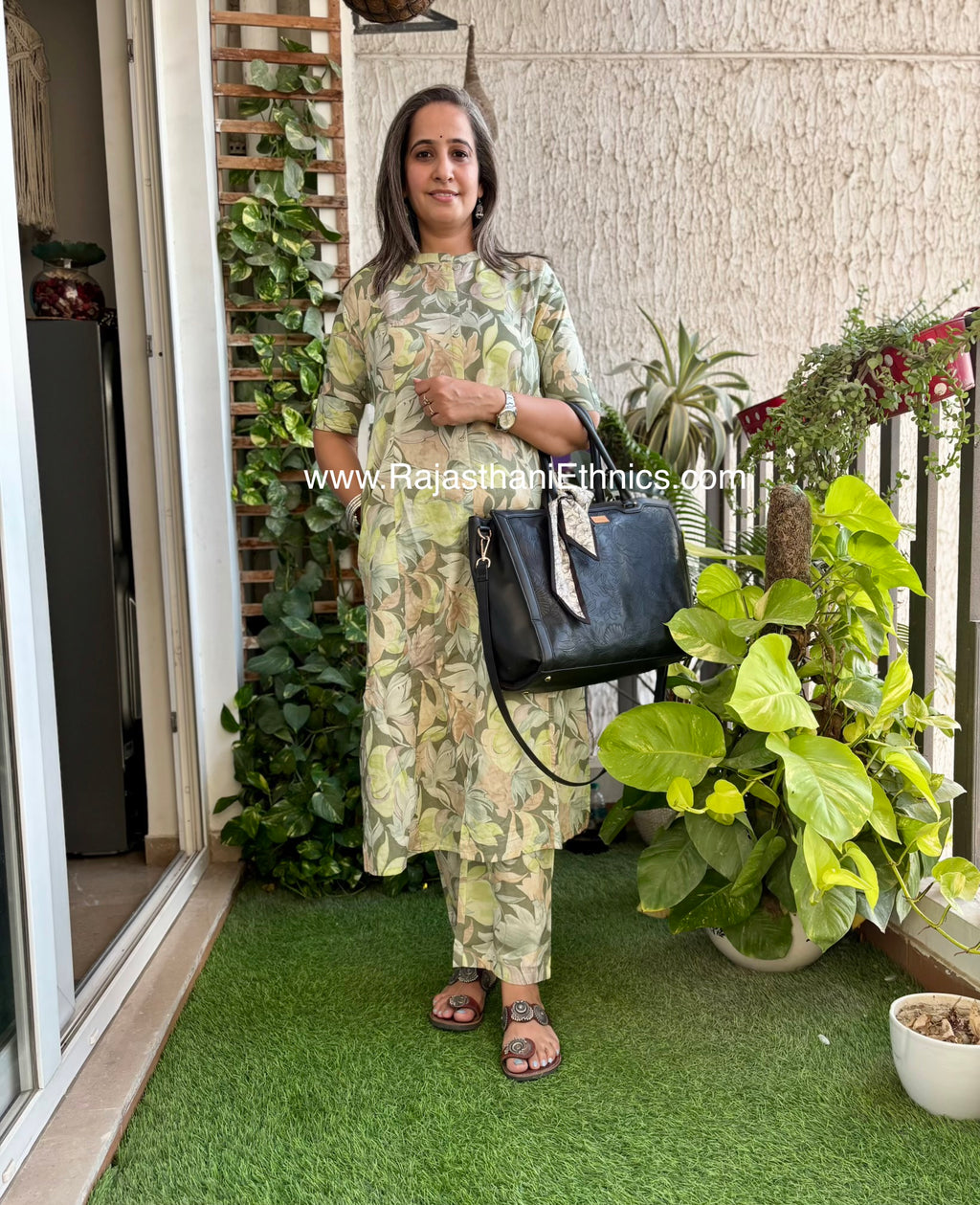 Flower Print Long Kurti Set