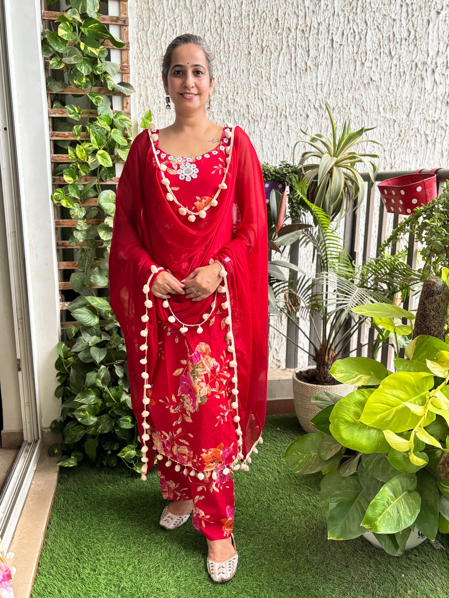 Red Pom Pom Suit