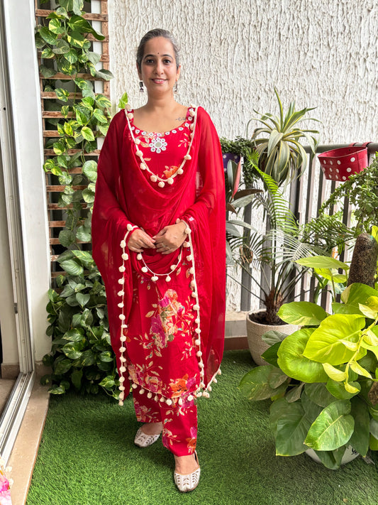 Red Pom Pom Suit