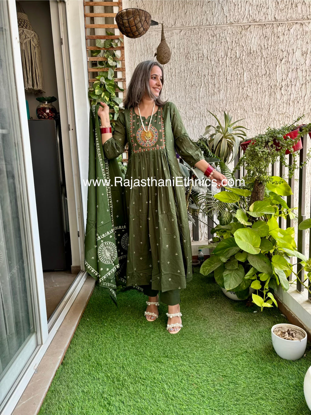 Green Embroidered Peacock