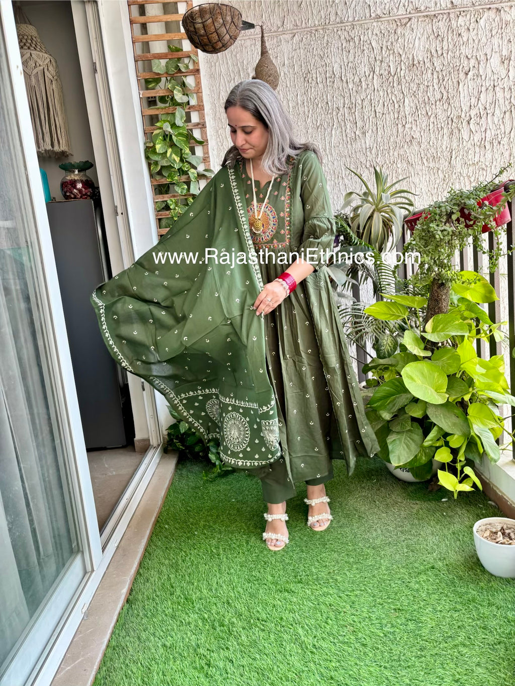 Green Embroidered Peacock