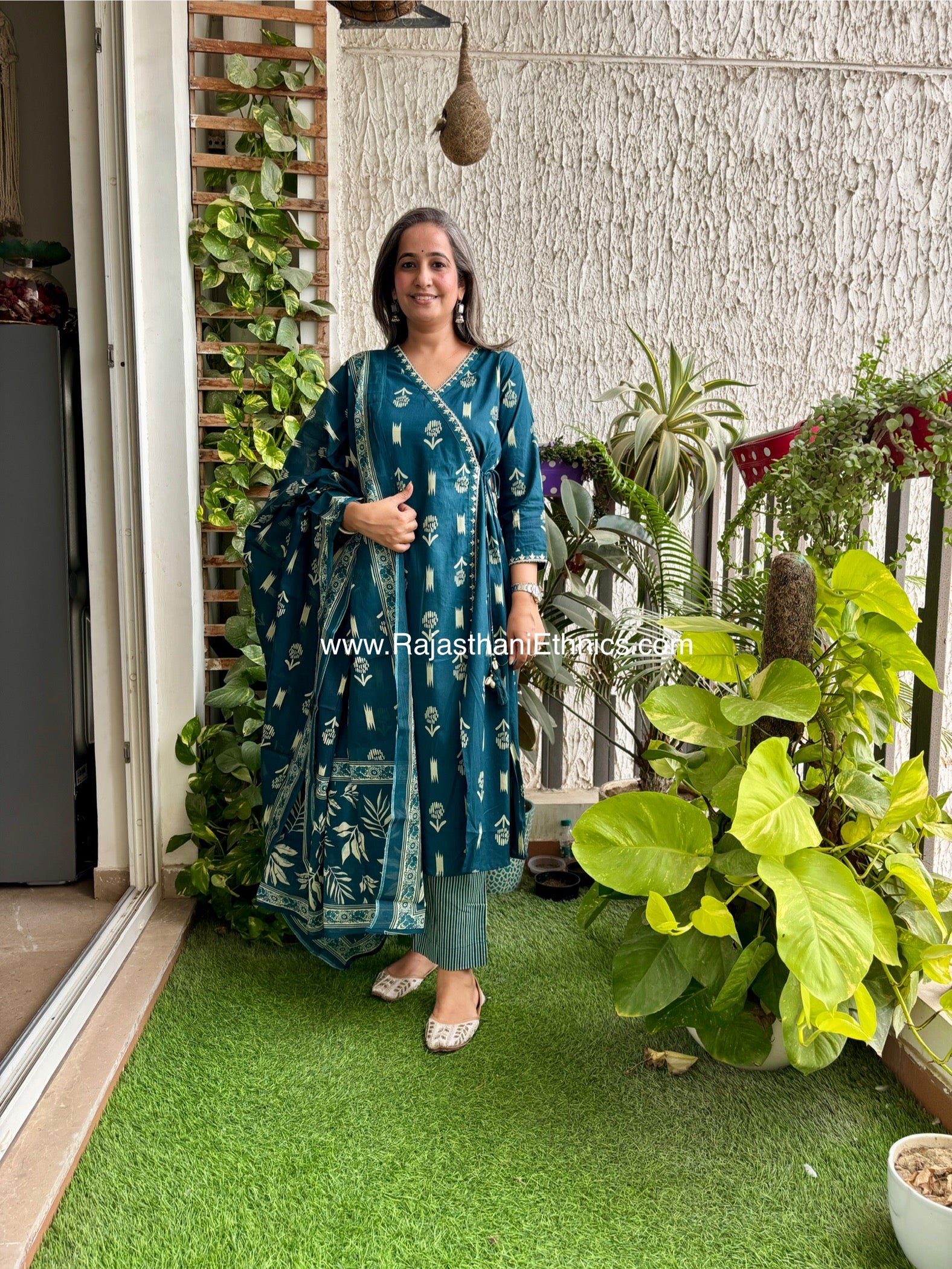 Blue Side Slit Suit Set