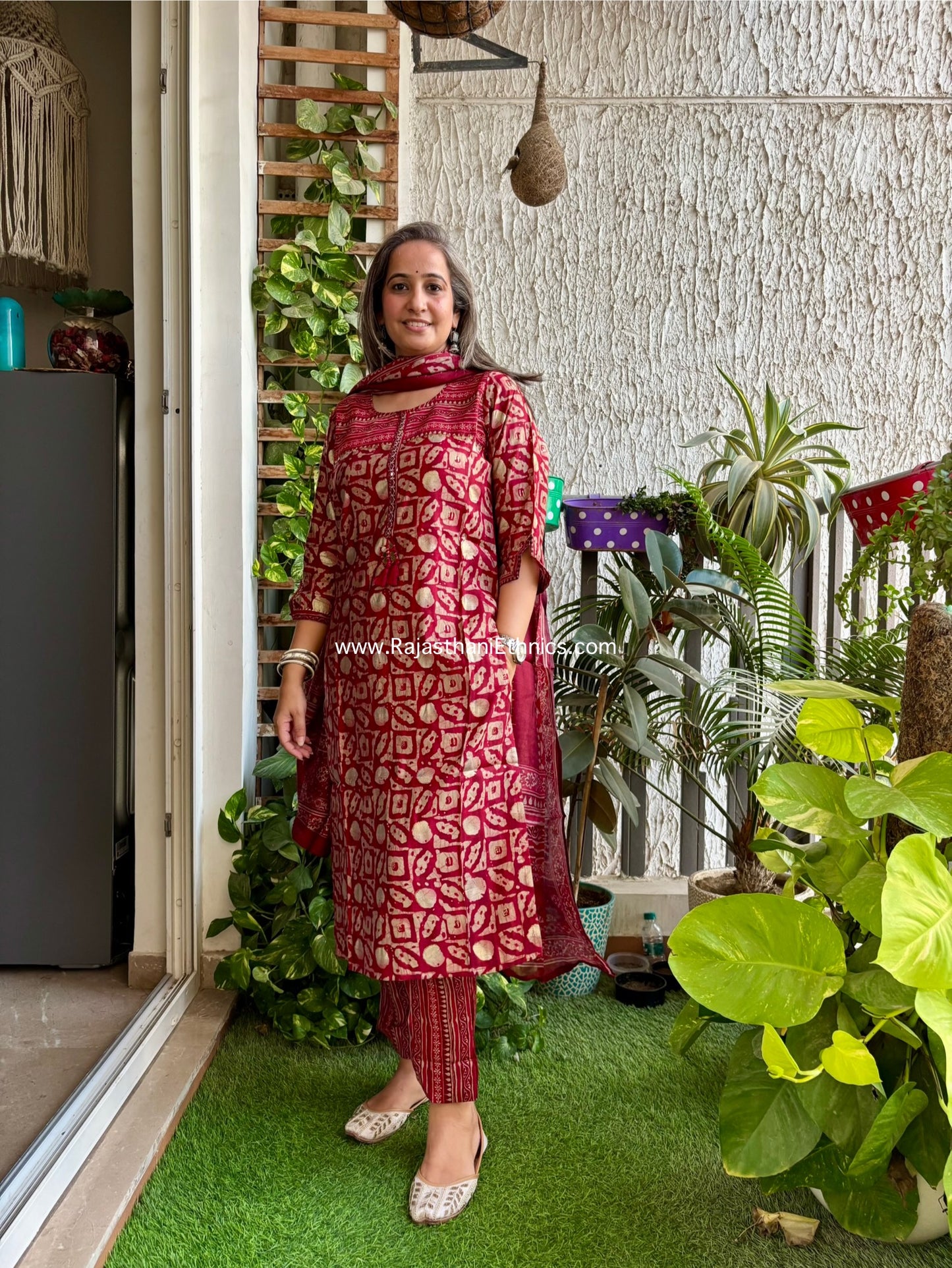 Red Muslin Suit Set