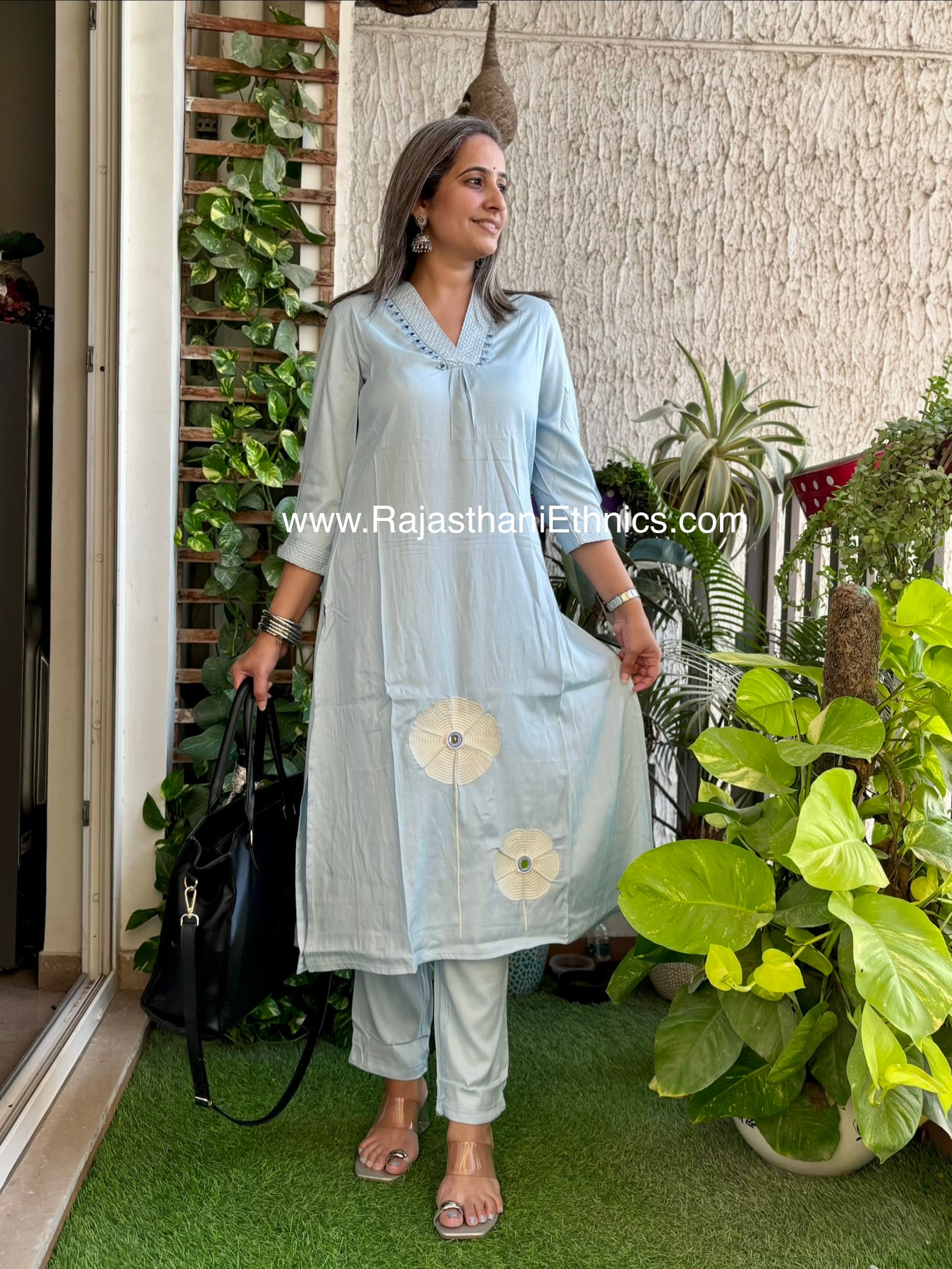 Embroidered Light Blue Co-Ord Set