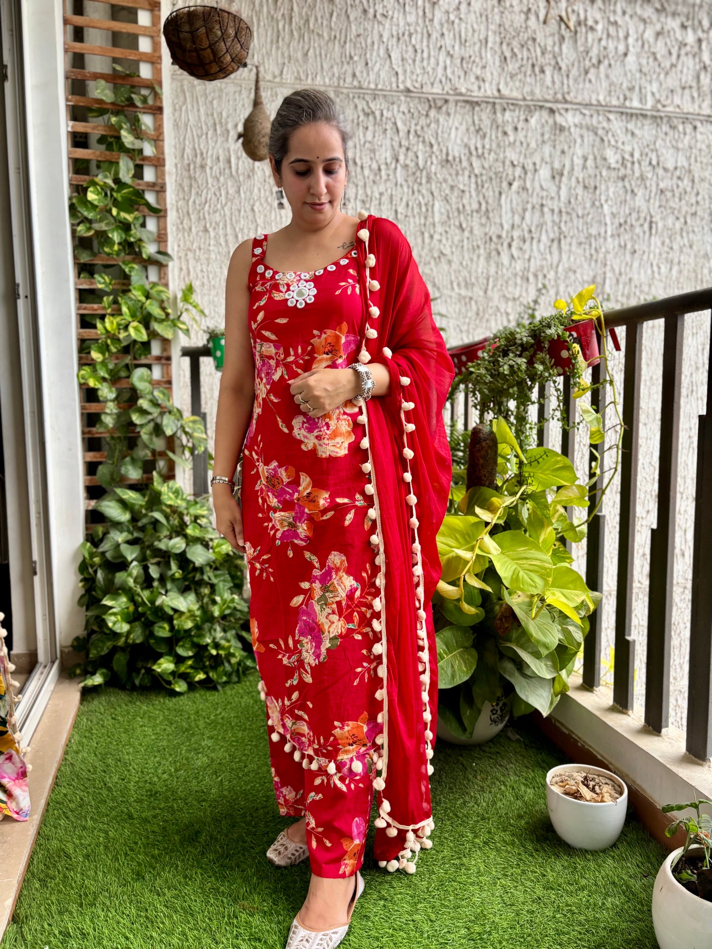 Red Pom Pom Suit