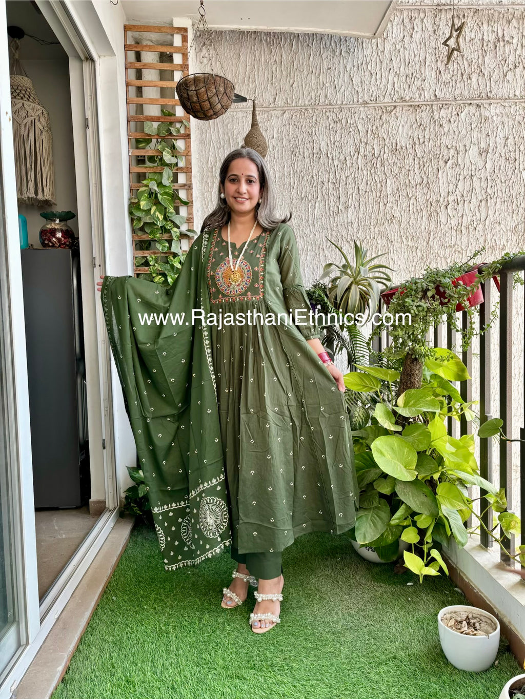 Green Embroidered Peacock