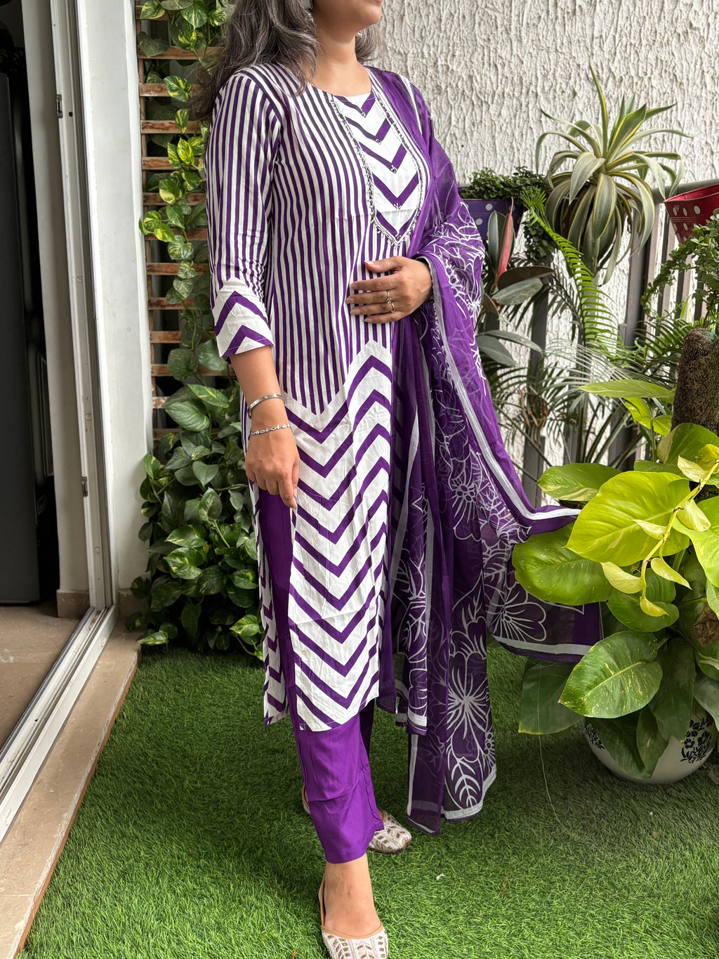 Purple Handwork Suit Set