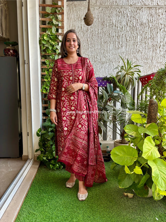 Red Muslin Suit Set