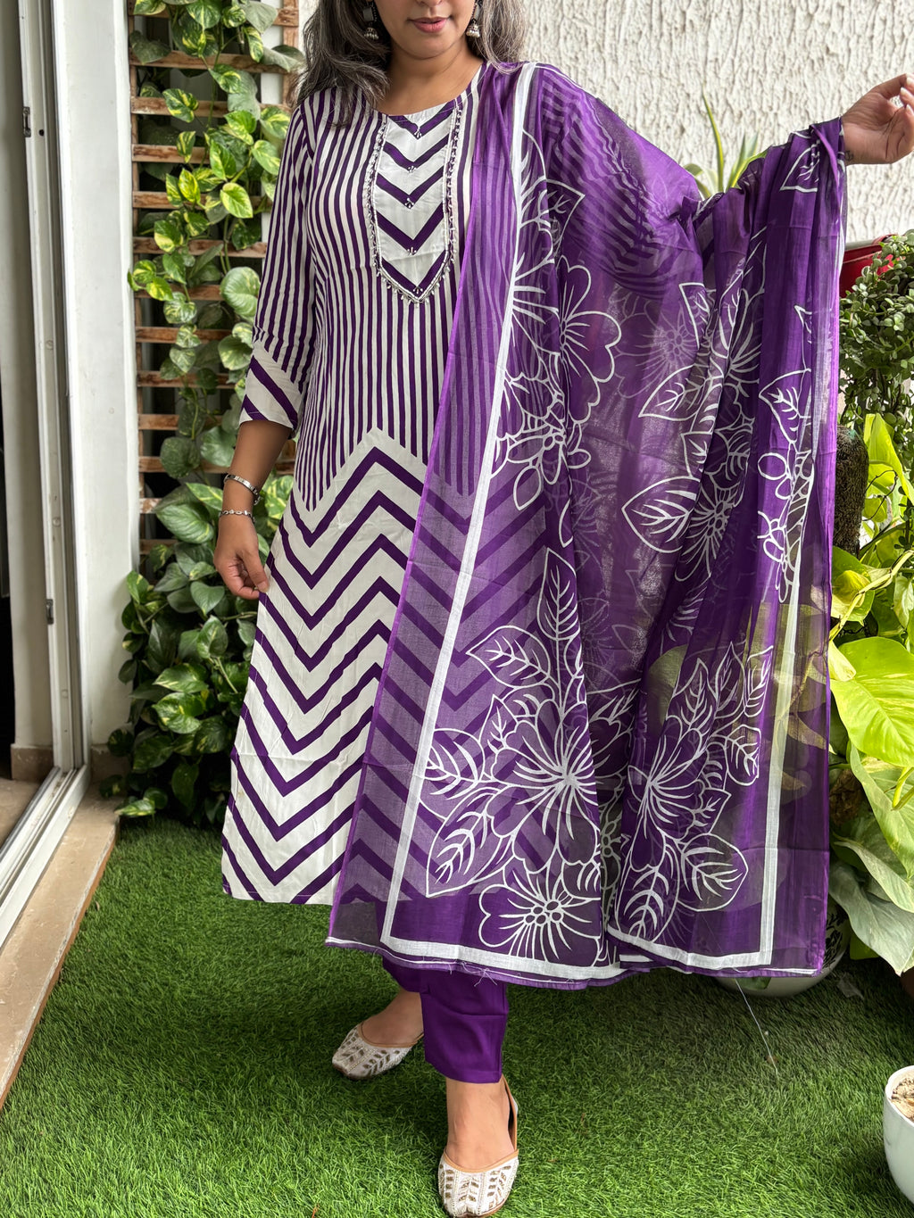 Purple Handwork Suit Set