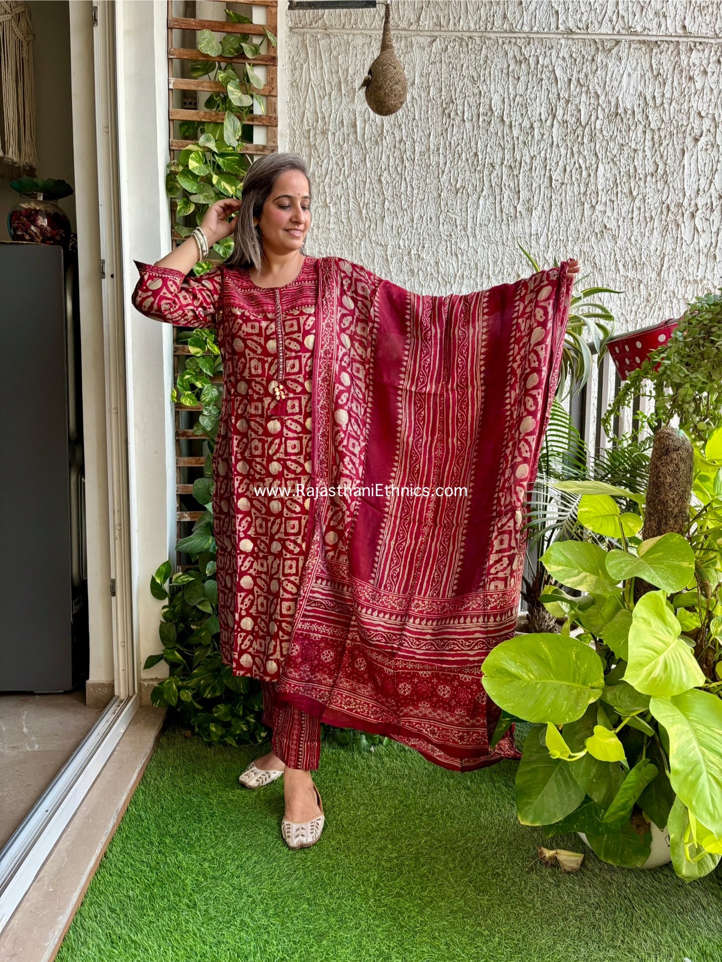 Red Muslin Suit Set
