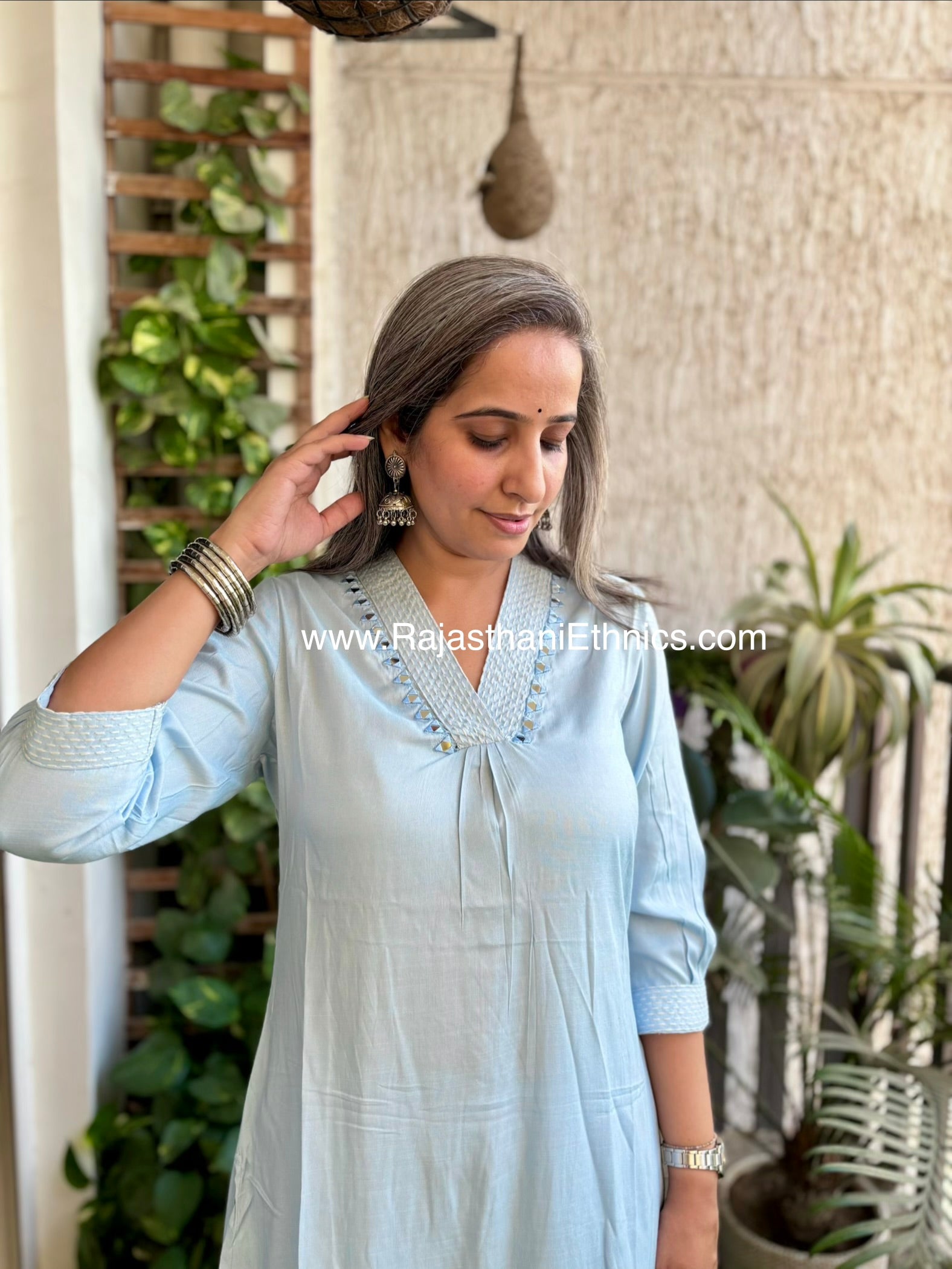 Embroidered Light Blue Co-Ord Set