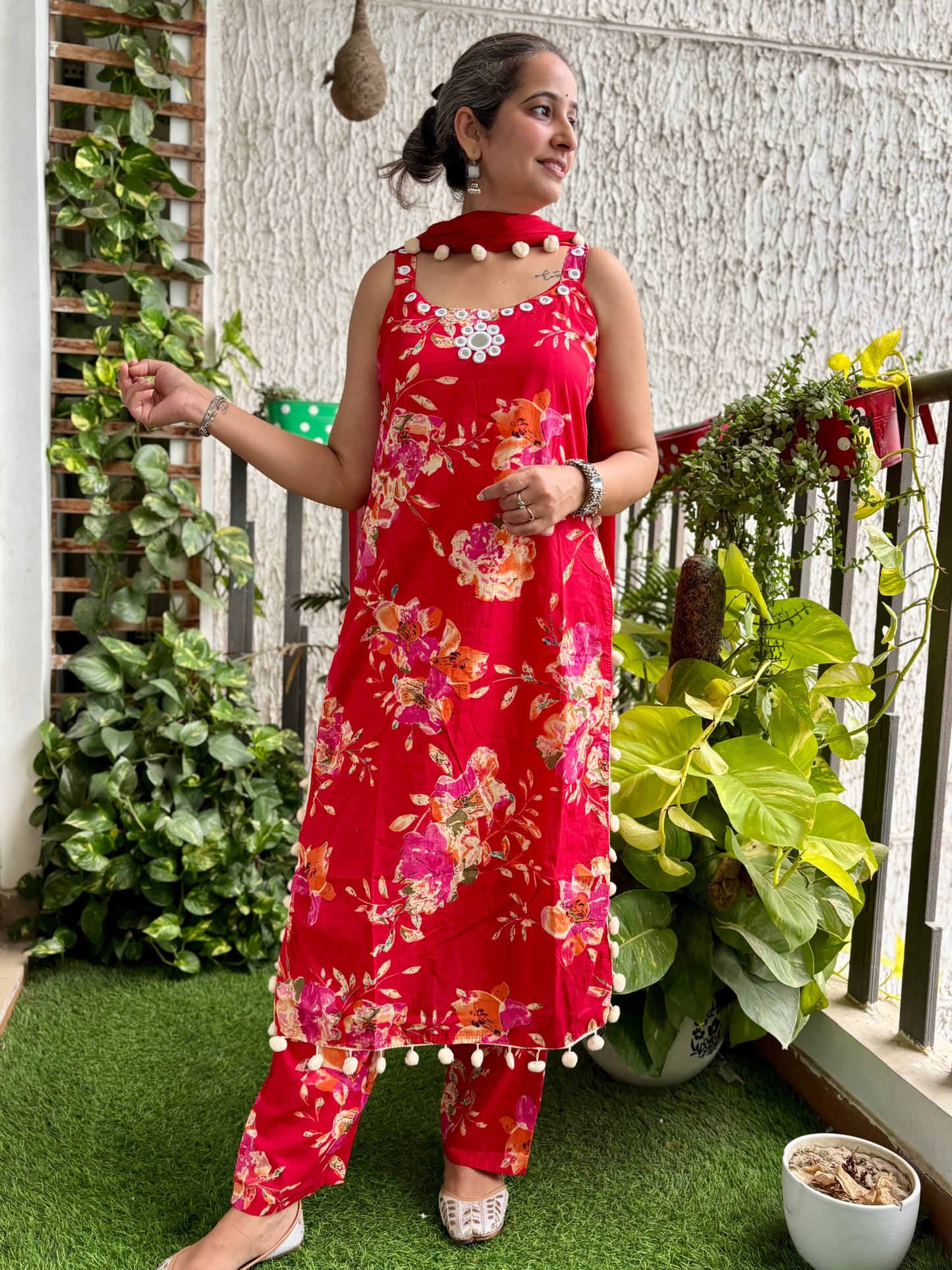 Red Pom Pom Suit