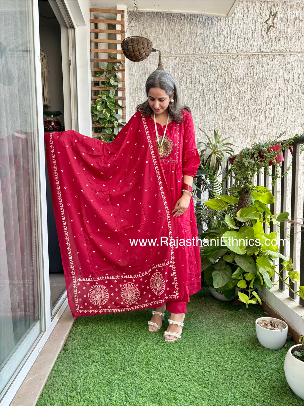 Red Embroidered Suit