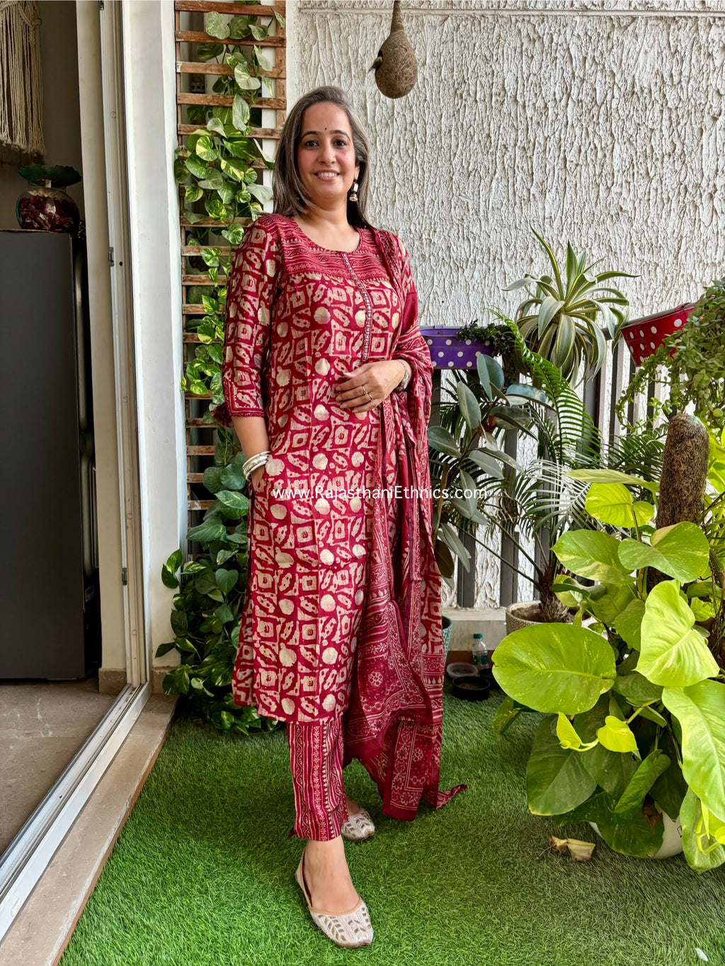 Red Muslin Suit Set