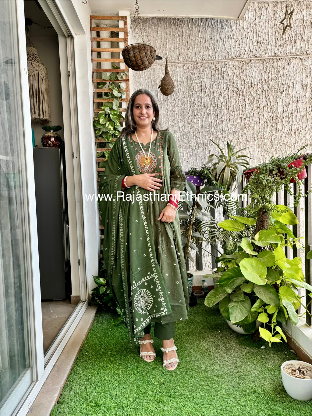 Green Embroidered Peacock