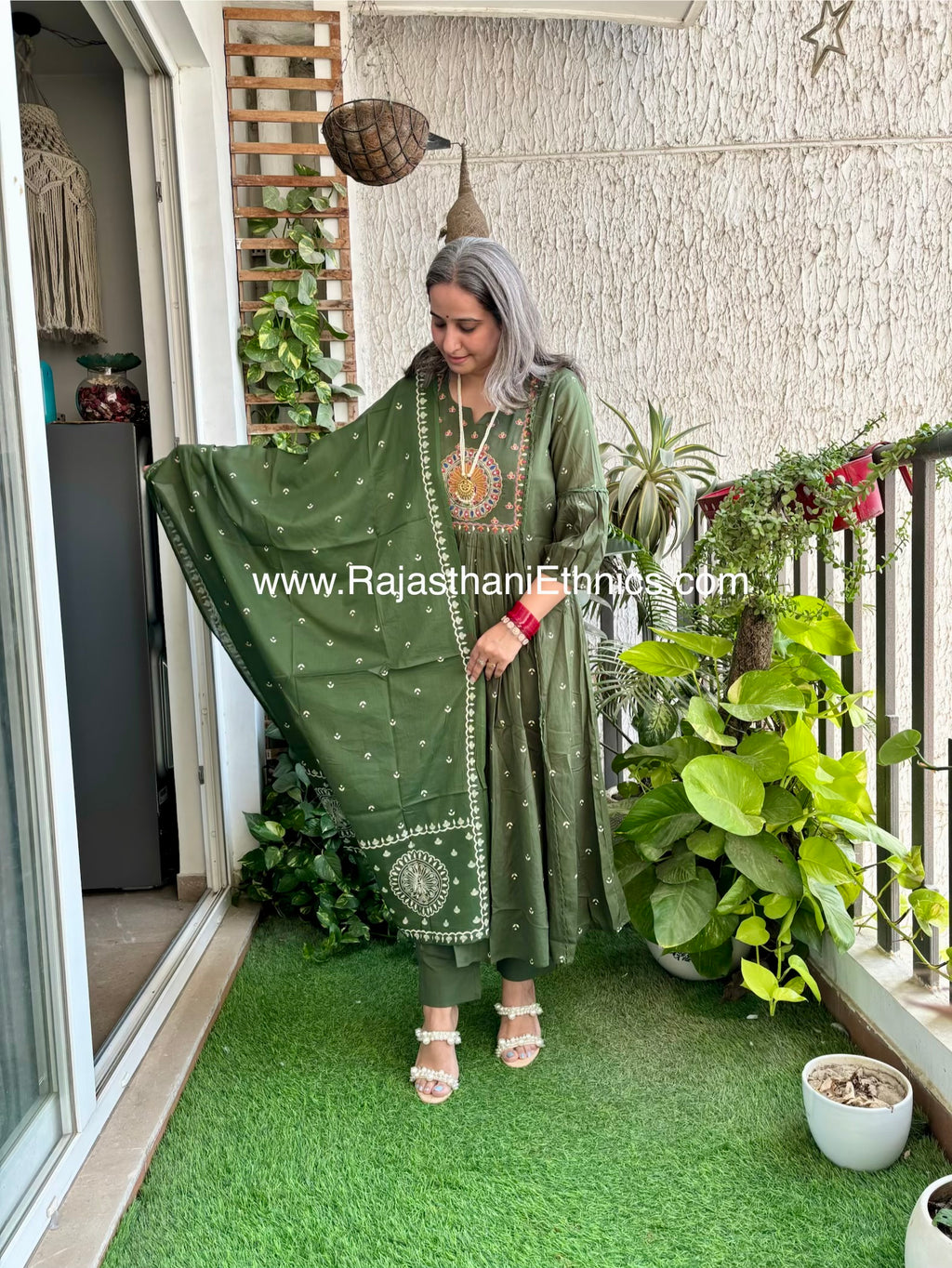 Green Embroidered Peacock