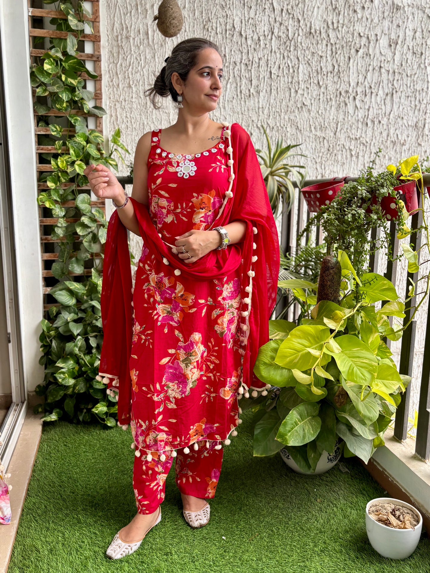 Red Pom Pom Suit