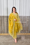 Yellow Printed Cotton Suit Set