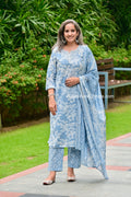 Blue Printed Kurta Set