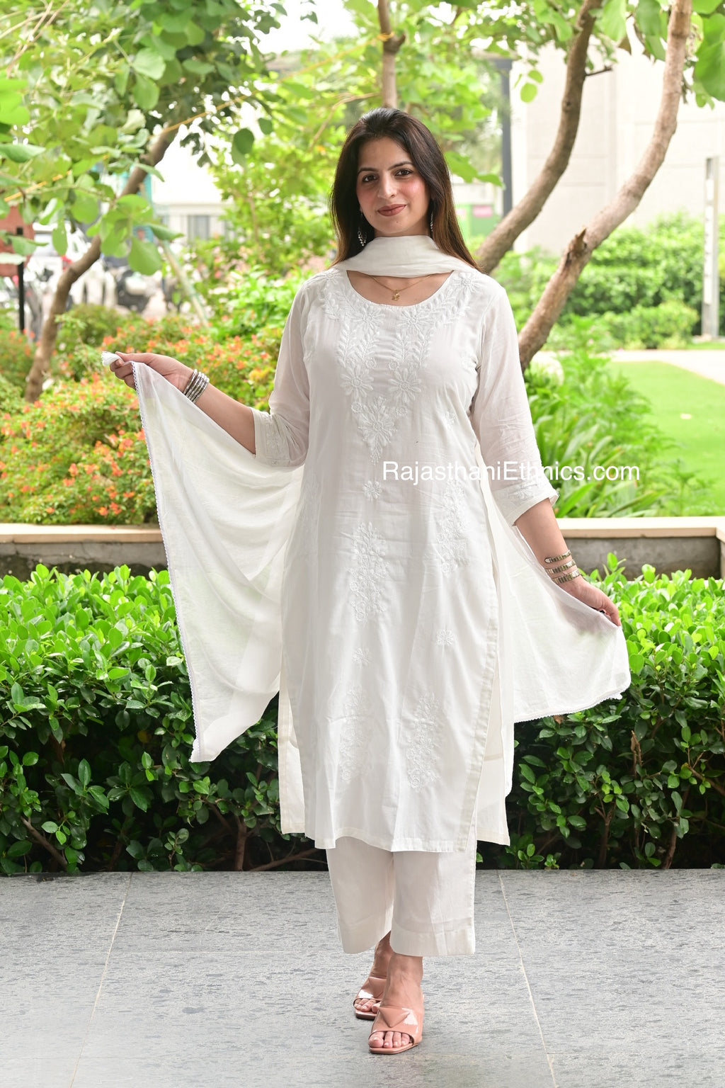 White embroidered Kurti set