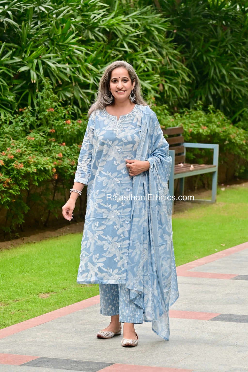 Blue Printed Kurta Set