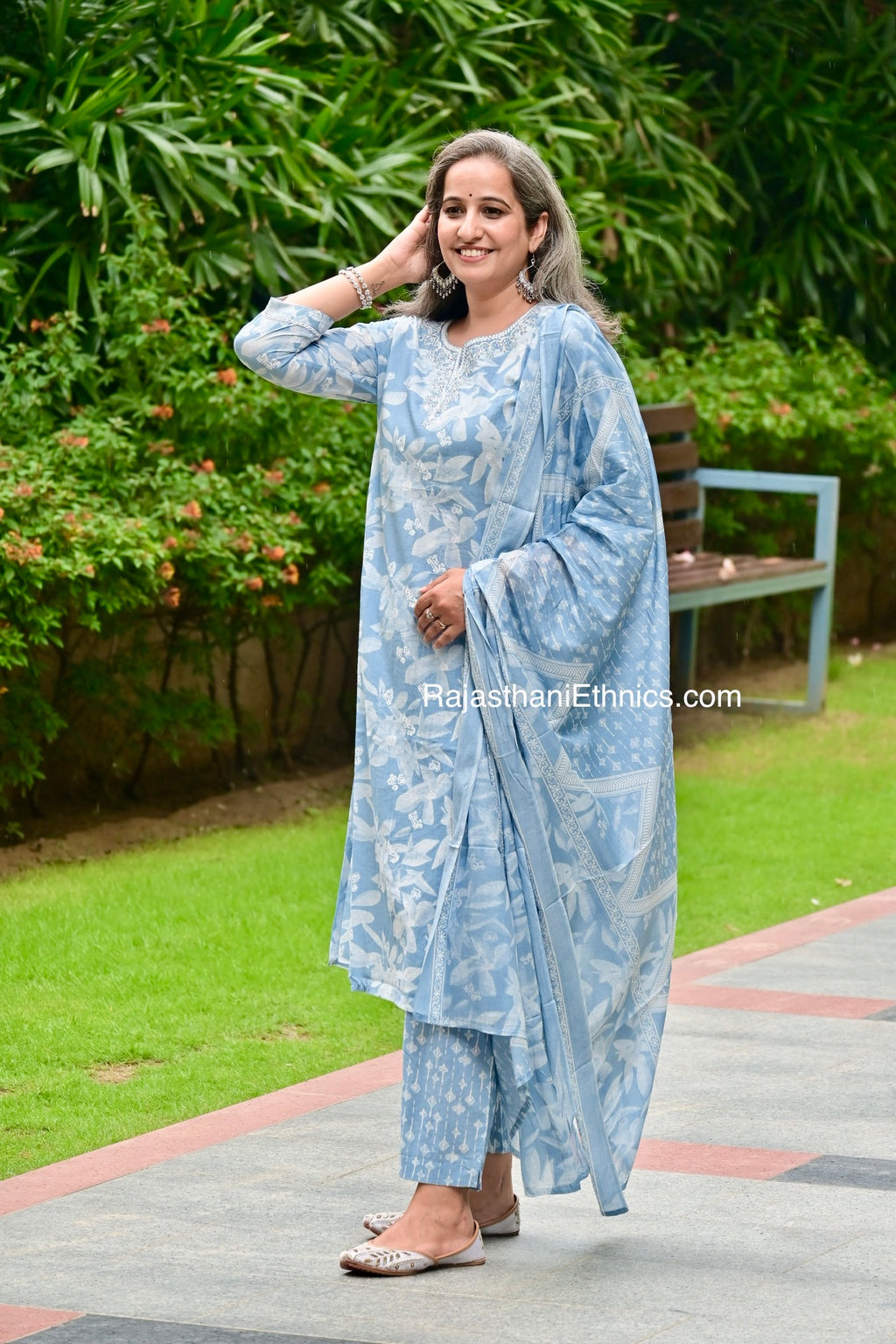 Blue Printed Kurta Set