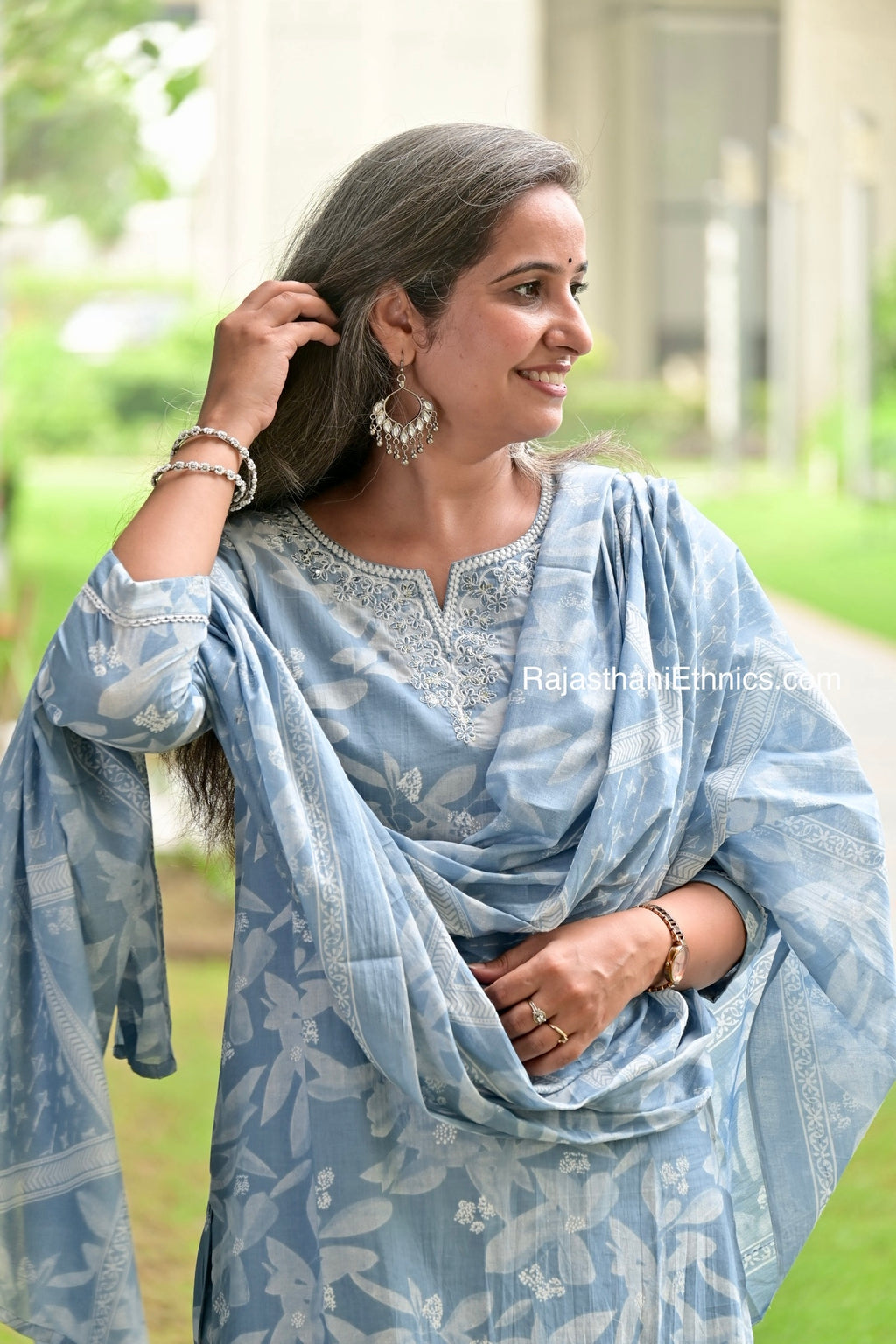 Blue Printed Kurta Set