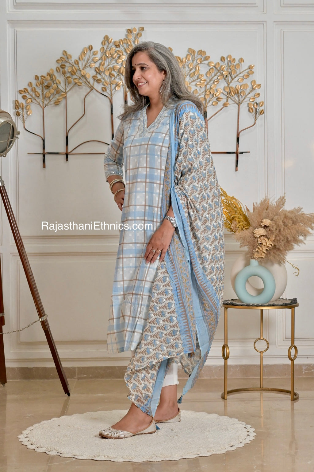 Blue Printed Kurta Set