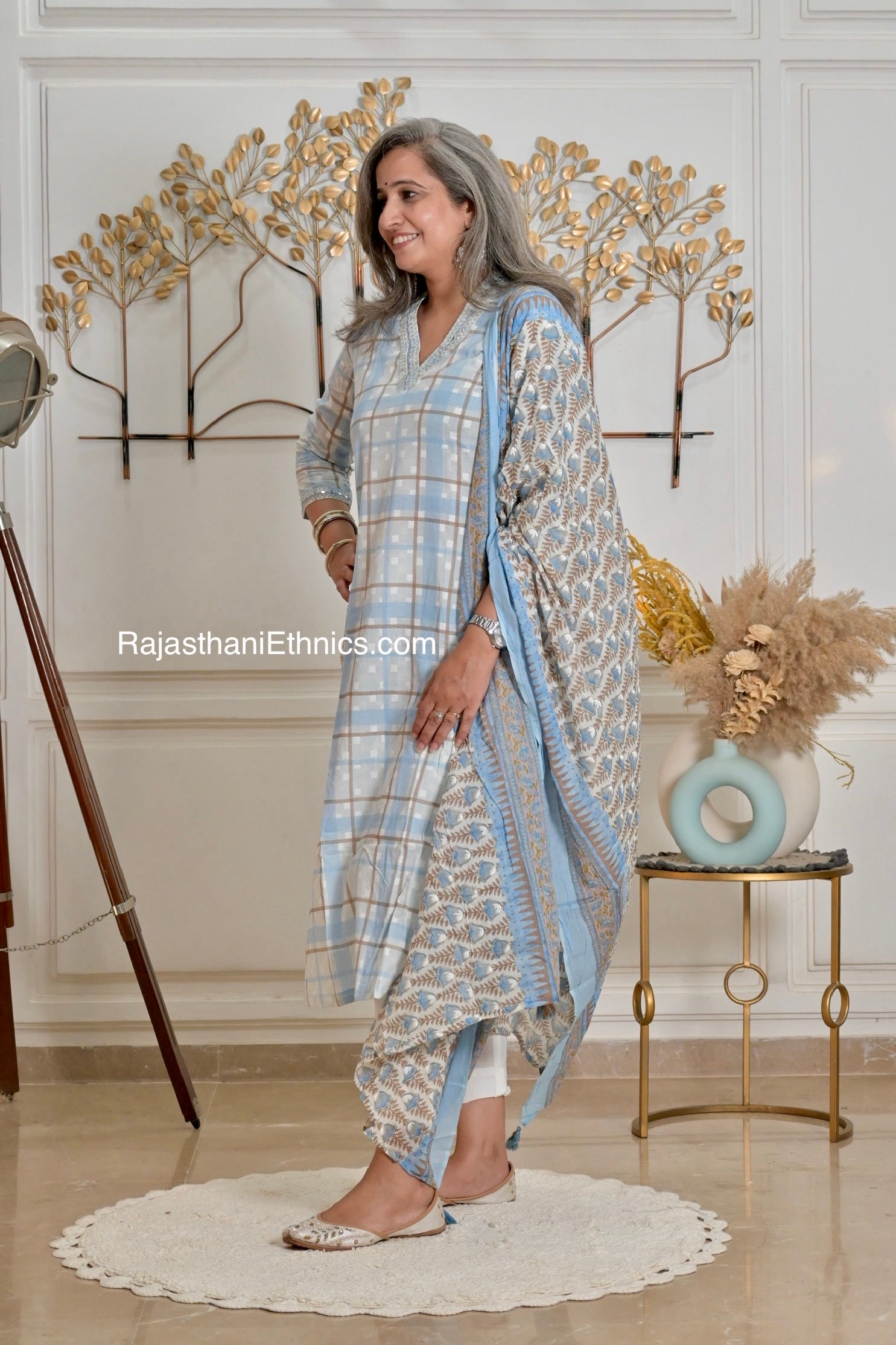 Blue Printed Kurta Set