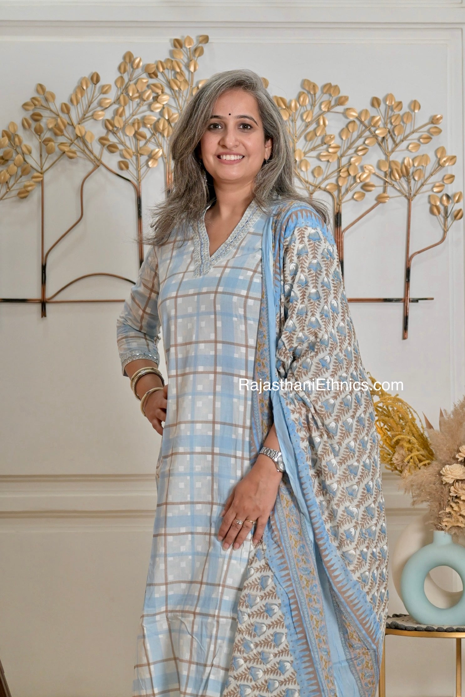 Blue Printed Kurta Set