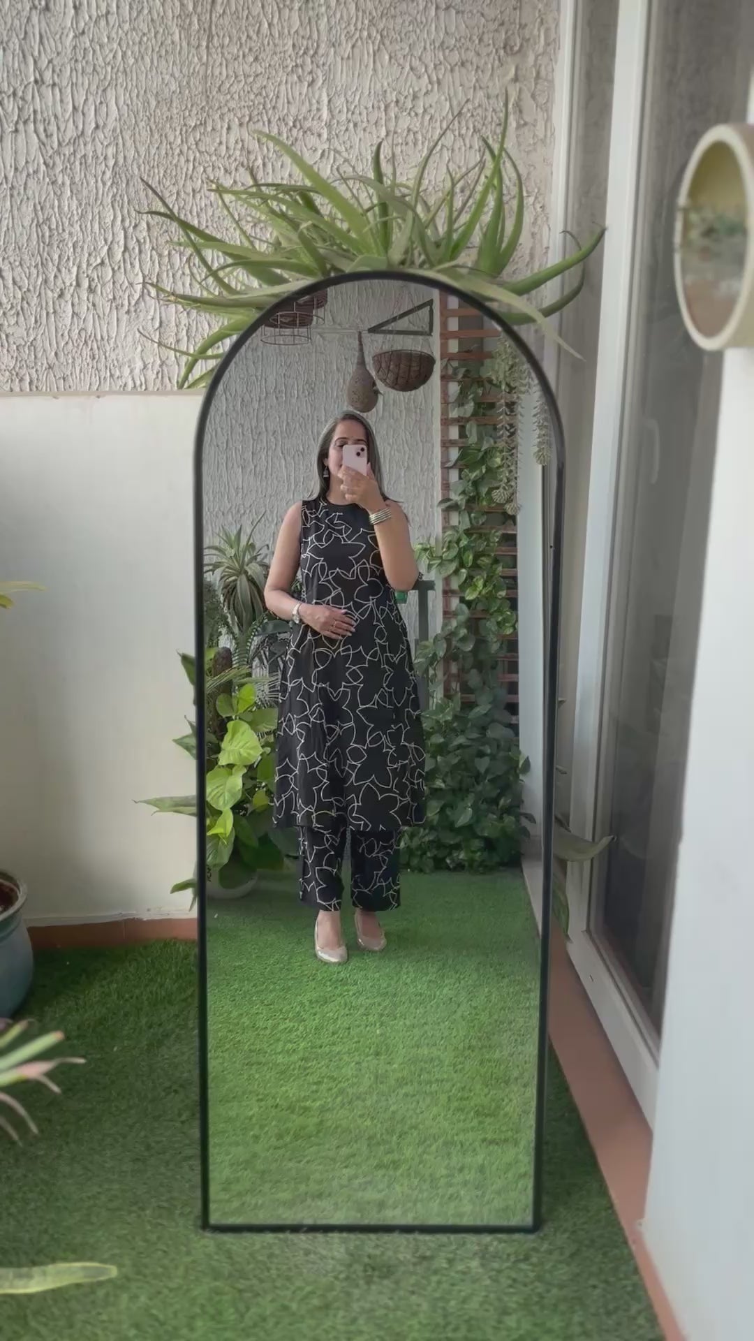 Black Printed Office Wear